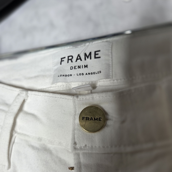 Frame Denim Off-White Jeans with Metallic Button - Picture 2 of 7
